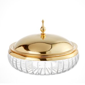 Gold-Lidded Crystal Candy Bowl