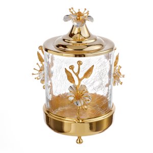 Lotusa Collection – Decorative Glass Canister with Flower Motifs
