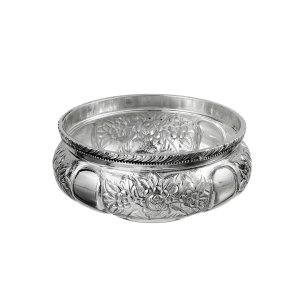 Vintage-Engraved Silver-Plated Decorative Bowl