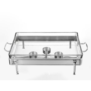 Rectangular Glass Chafing Dish with Silver Stand