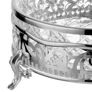 Arabesque Silver-Plated Glass Serving Bowl with Feet