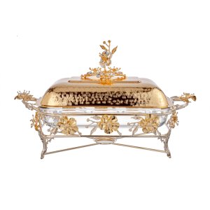 Golden Petal Dome Cover Tray