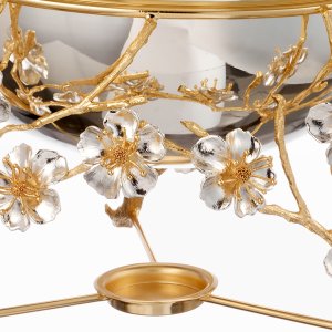 Lotus Blossom Covered Serving Dome with Tall Floral Handle