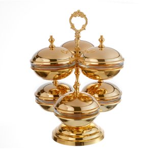 Gold-Plated Brass Six-Tier Decorative Stand