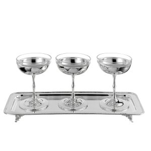 Triple Coupe Glass Set on Rectangular Tray