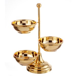 Rotating Triple Bowl Gold Stand
