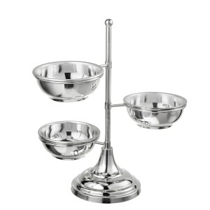 Rotating Triple Bowl Silver Stand