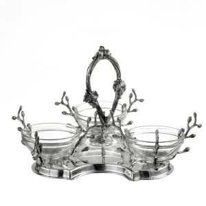 Botanical-Inspired 3-Bowl Condiment Server