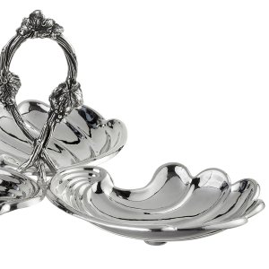 Silver-Plated Brass Triple Shell Dish with Handle