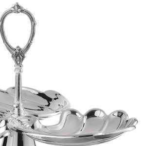 Silver-Plated Brass Three-Part Shell Dish with Handle