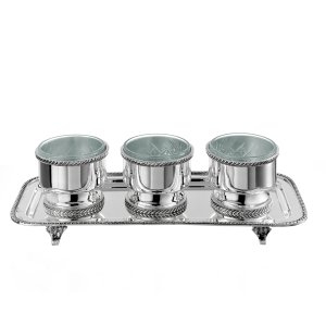 Three-Piece Condiment Server with Silver Tray