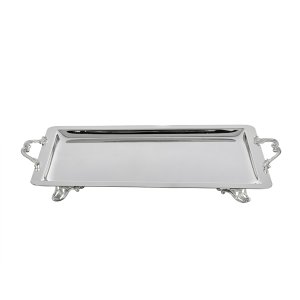 Ornate Footed Silver Tray with Handles