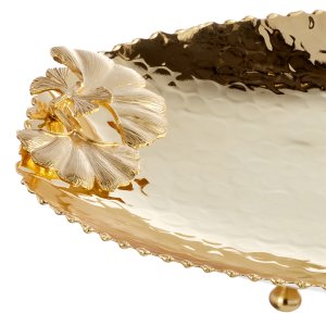 Golden Bloom – Hammered Brass Bowl with Silver-Plated Floral Accents