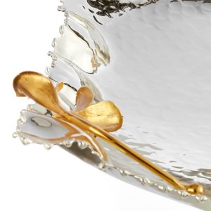 Calla Harmony – Silver-Plated Brass Bowl with Golden Floral Details