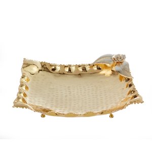 Golden Rose – Floral Brass Bowl with Textured Finish