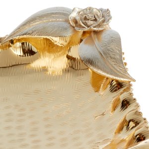 Golden Rose – Floral Brass Bowl with Textured Finish