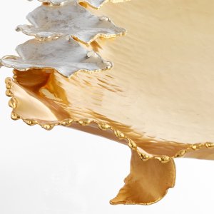 Lily Cascade – Elevated Brass Tray with Sculpted Petal Feet