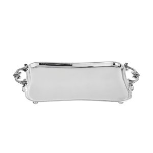 Vienna Charm – Curved Silver-Plated Brass Tray with Ornate Handles