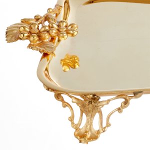 Royal Bloom – Elevated Brass Tray with Golden Floral Handles