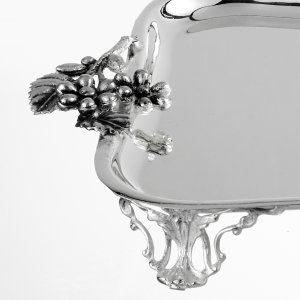 Silver Blossom – Elevated Brass Tray with Ornate Floral Details