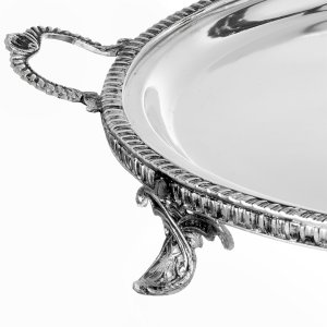 Noble Oval – Silver-Plated Brass Tray with Decorative Handles and Feet