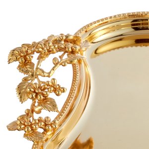 Golden Flora – Ornate Brass Tray with Floral Handles and Feet
