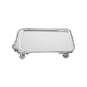 Imperial Grace – Silver-Plated Brass Tray with Baroque Feet