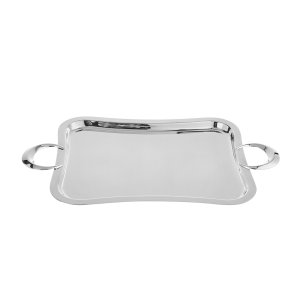 Elegant Silver-Plated Brass Serving Tray with Oval Handles