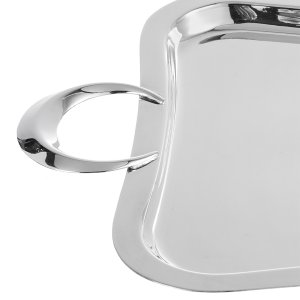 Elegant Silver-Plated Brass Serving Tray with Oval Handles