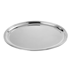 Celeste Large Round Tray - Grand Silver-Plated Round Tray with Textured Rim