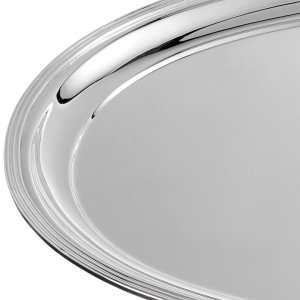 Celeste Large Round Tray - Grand Silver-Plated Round Tray with Textured Rim