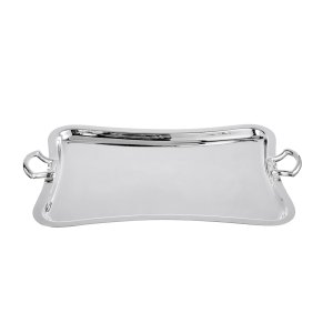 Nova Minimalist Tray - Sleek Silver-Plated Brass Tray with Modern Handles
