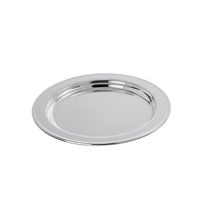 Luna Silver – Minimalist Round Brass Plate with Mirror Finish