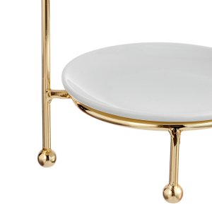 Three-Tier Gold Stand with Porcelain Plates