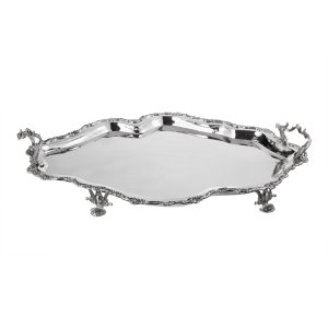 Barocco Grande – Silver Plated Brass Ornate Tray with Handles