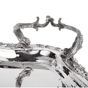 Barocco Grande – Silver Plated Brass Ornate Tray with Handles