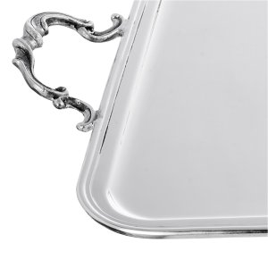 Celeste Noble – Silver Plated Rectangular Brass Tray with Elegant Curved Handles