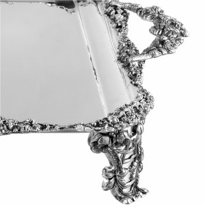 Regalia Lux – Silver Plated Brass Serving Tray with Baroque Legs and Handles