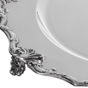 Silver Decorative Tray with Detailed Edging