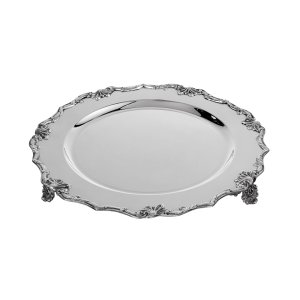 Silver Decorative Tray with Detailed Edging
