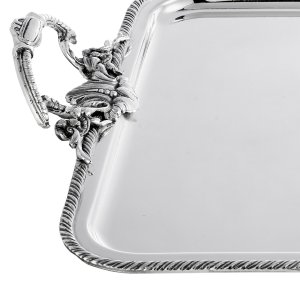 Cordelia Classic – Silver Plated Rectangular Brass Tray with Rope-Edge Detailing