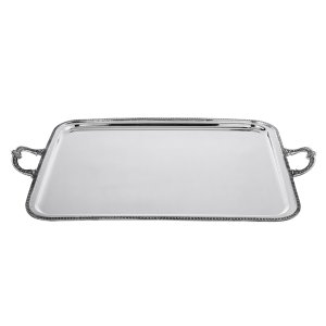 Florencia Classic – Silver Plated Rectangular Brass Tray with Ornamental Handles