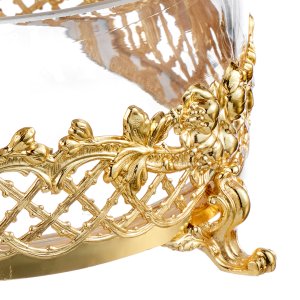 Golden Floral Footed Serving Bowl