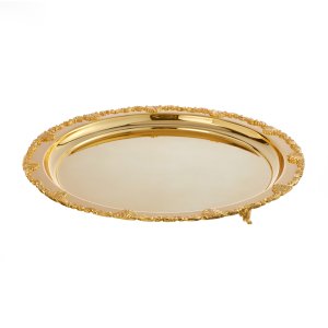Aurora Regal – Gold Finished Oval Brass Tray with Raised Feet