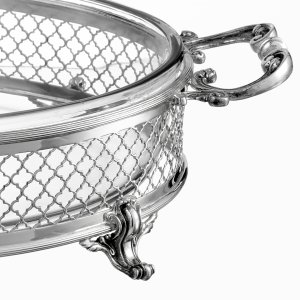 Vintage Silver Oval Mesh Server