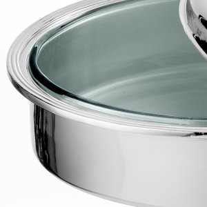 Oval Glass Casserole Dish with Silver Lid – Narrow Rim