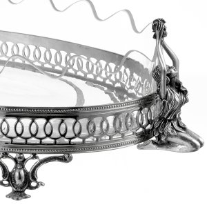 Victorian Silver Oval Tray with Angelic Detailing