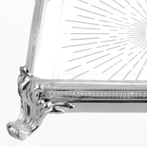 Silver Rectangular Tray with Baroque Legs