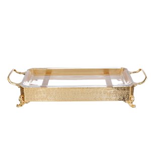 Regal Textured Gold Glass Tray