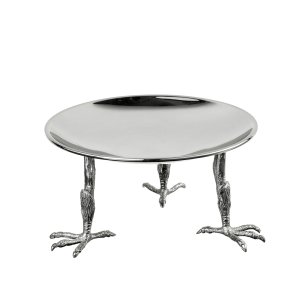 Silver-Plated Brass Decorative Stand with Bird Legs